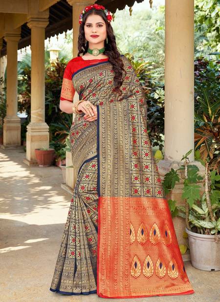 1008 Santraj New Fancy Wear Designer Heavy Silk Saree Collection 1008-Navy